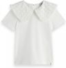 Scotch & Soda top Contrast woven collar T shirt wit online kopen